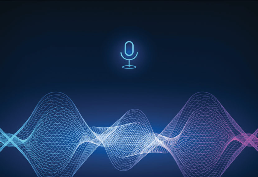 Blue audio microphone image